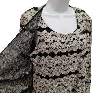 JS Boutique Gray/Black Shimmer Sequin Attached Top and Cardigan Women's Size M